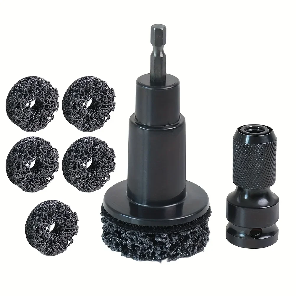 Wheel Hub Axle Brake Disc Grinding Head - Hardened Plastic Model - Wheel Hub Rust Removal Tool + 5 Grinding Heads