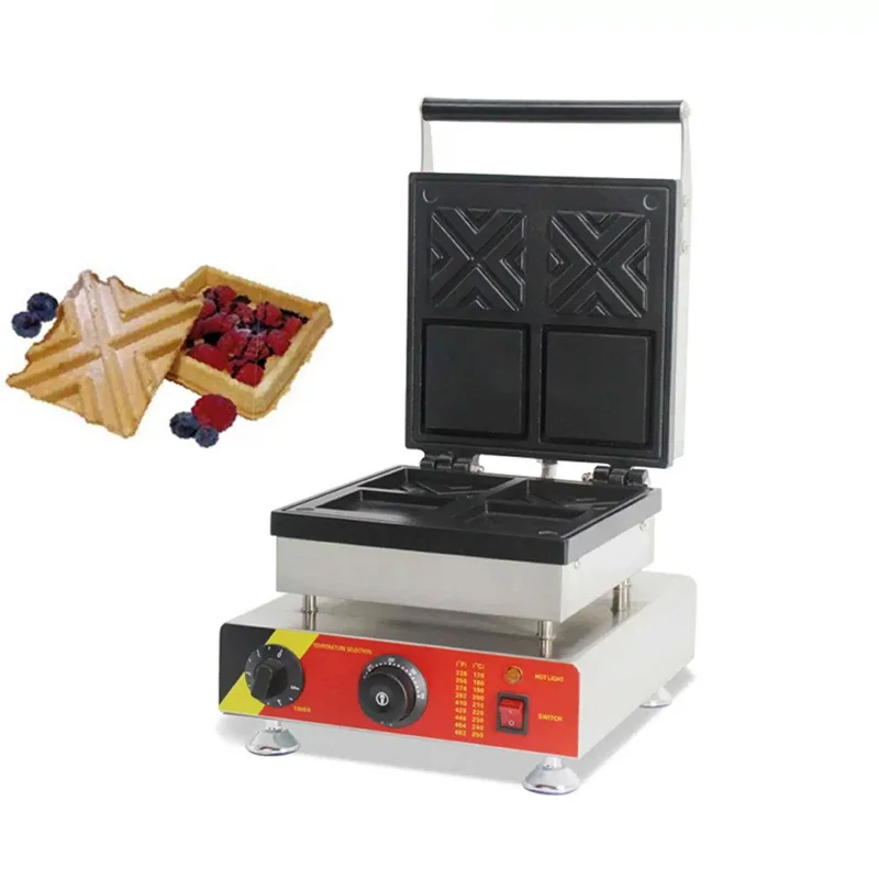 Commercial Square Waffle Pancake Baking Machine 220V 110V Kitchen Non-stick Cream Filling Grid Waffle Maker Stainless Steel