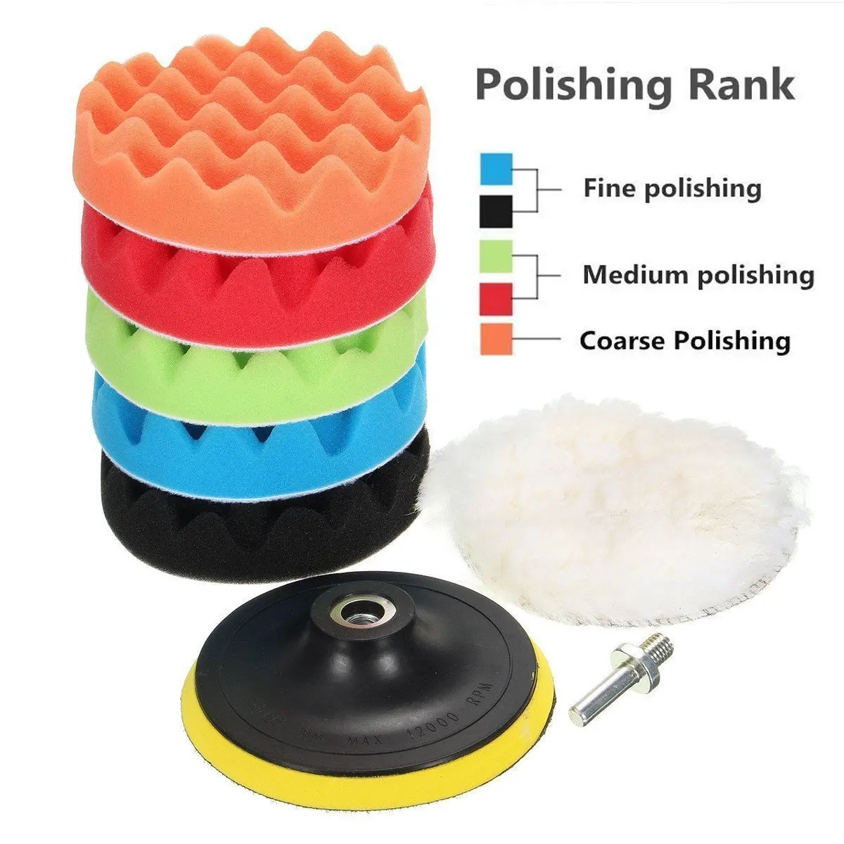 8 Pcs 3/4/5 Inch Car Polishing & Buffing Sponge Pads Kit Wool Bonnet Pads for Auto Washing Cleaning Waxing Dusting