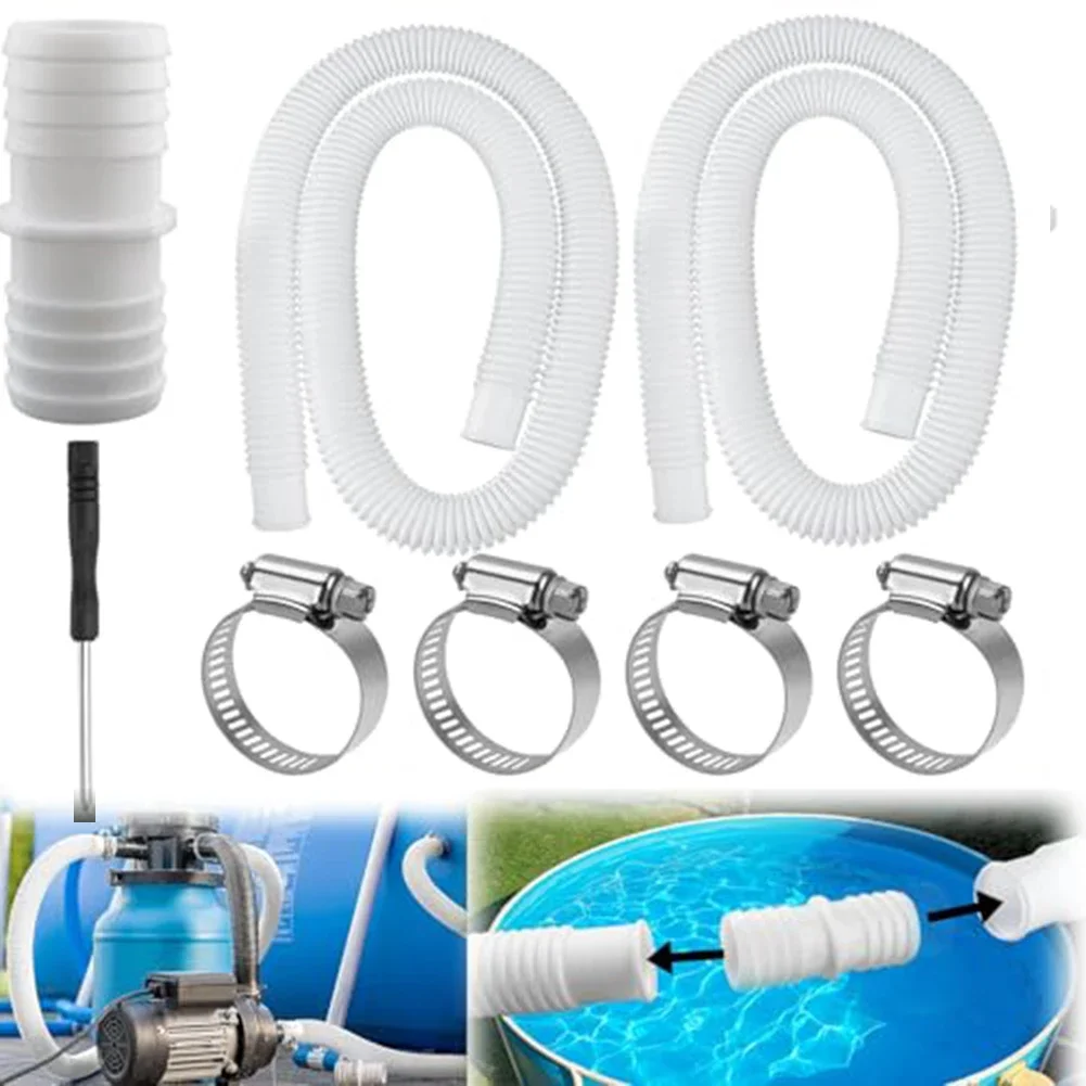 

1.5M/1M Pool Hose 32 Mm Pool Hose Swimming Pool Hose 32 Mm For Pool Pumps Pool Hose Stainless Steel Safety Clip Hose Connector