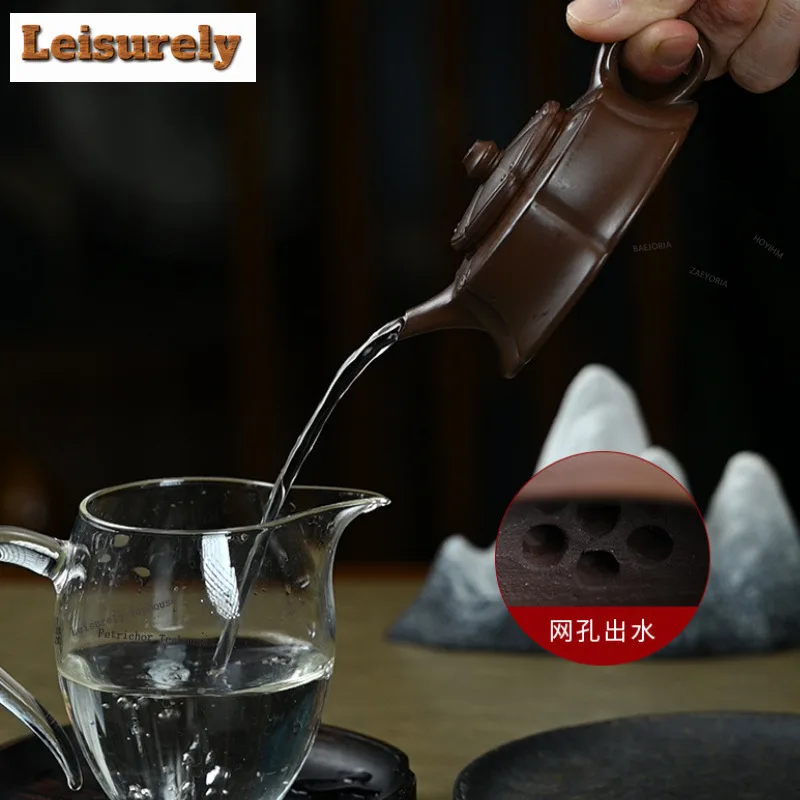 HOYIHM 110ml Traditional Yixing Purple Clay Teapots Master Handmade Ruyi Weekly Count Pot Raw Ore Mud Kettle Zisha Tea Drinkware