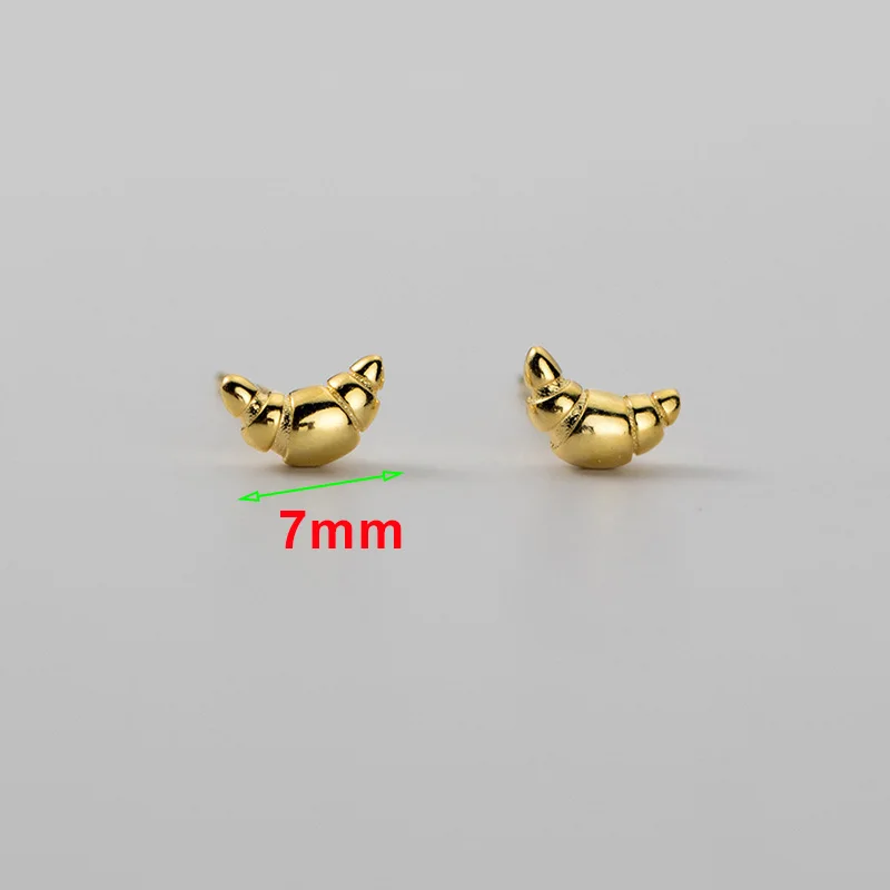 SOFTPIG Real 925 Sterling Silver Mini Croissant Stud Earrings for Women Classic Fine Jewelry Ear Hole Care Accessories