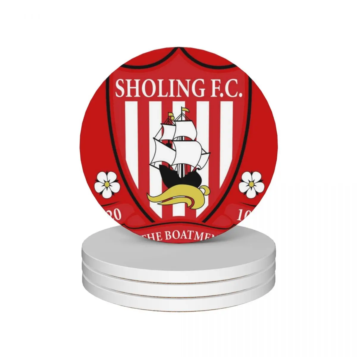 

Sholing FC Badge Ceramic Coasters (Set of 4) eat table holder cute cup Coasters