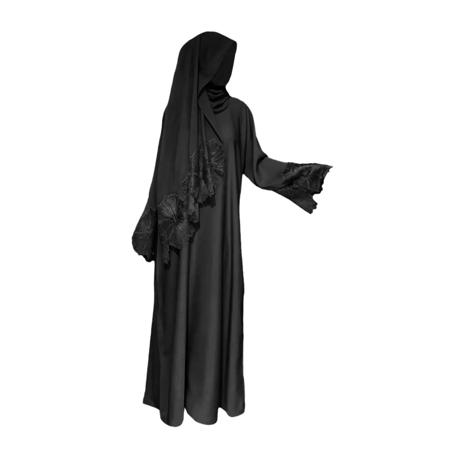 

Muslim Robe Full Cover Elegant Kaftan Robe with Hijab for Pray Outdoor Women