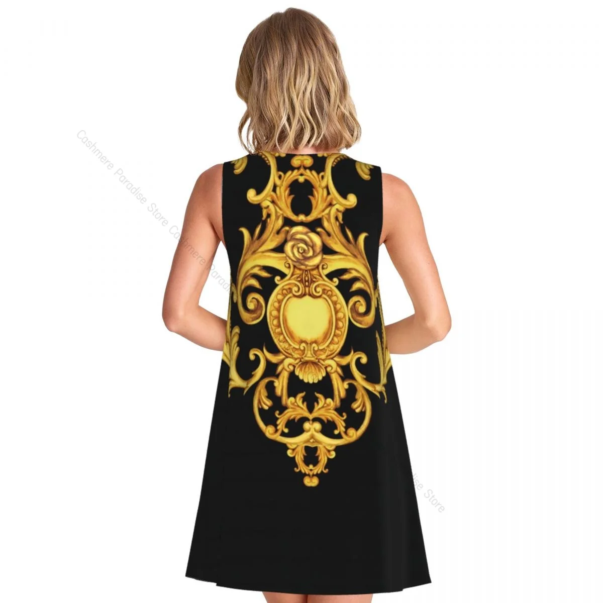 Robes de luxe baroques pour femmes, vêtements sans manches, col rond, longueur, 2025