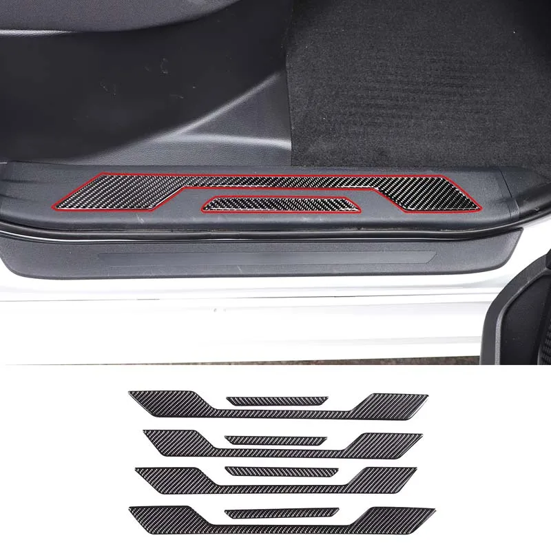 For 2022-2023 Toyota Tundra soft carbon fiber car styling Car built-in door sill anti-scratch sticker car interior accessories