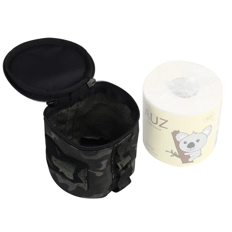 Tactical Military Camouflage Rolled Paper Pouch Outdoor Camping Storage Bag MOLLE Mounted Webbing Paper Drawer Tissue Holder