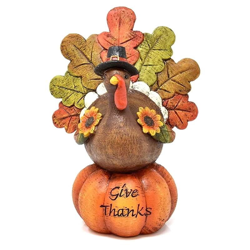 

1 Piece Mini Small Pumpkin Turkey Sculpture Thanksgiving Table Decor Resin Cute Animal Sculptures Fall Home Tables Figurines