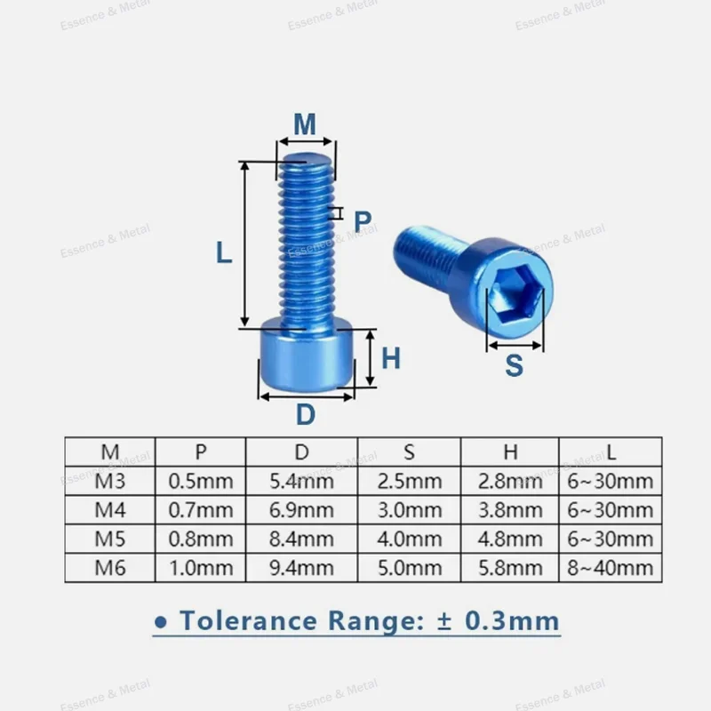 10pcs Colored Hexagon Socket Head Screws M4 M5 DIN912 Aluminum Hexagon Socket Head Screws Suitable for Bicycle/Motorcycle Brakes