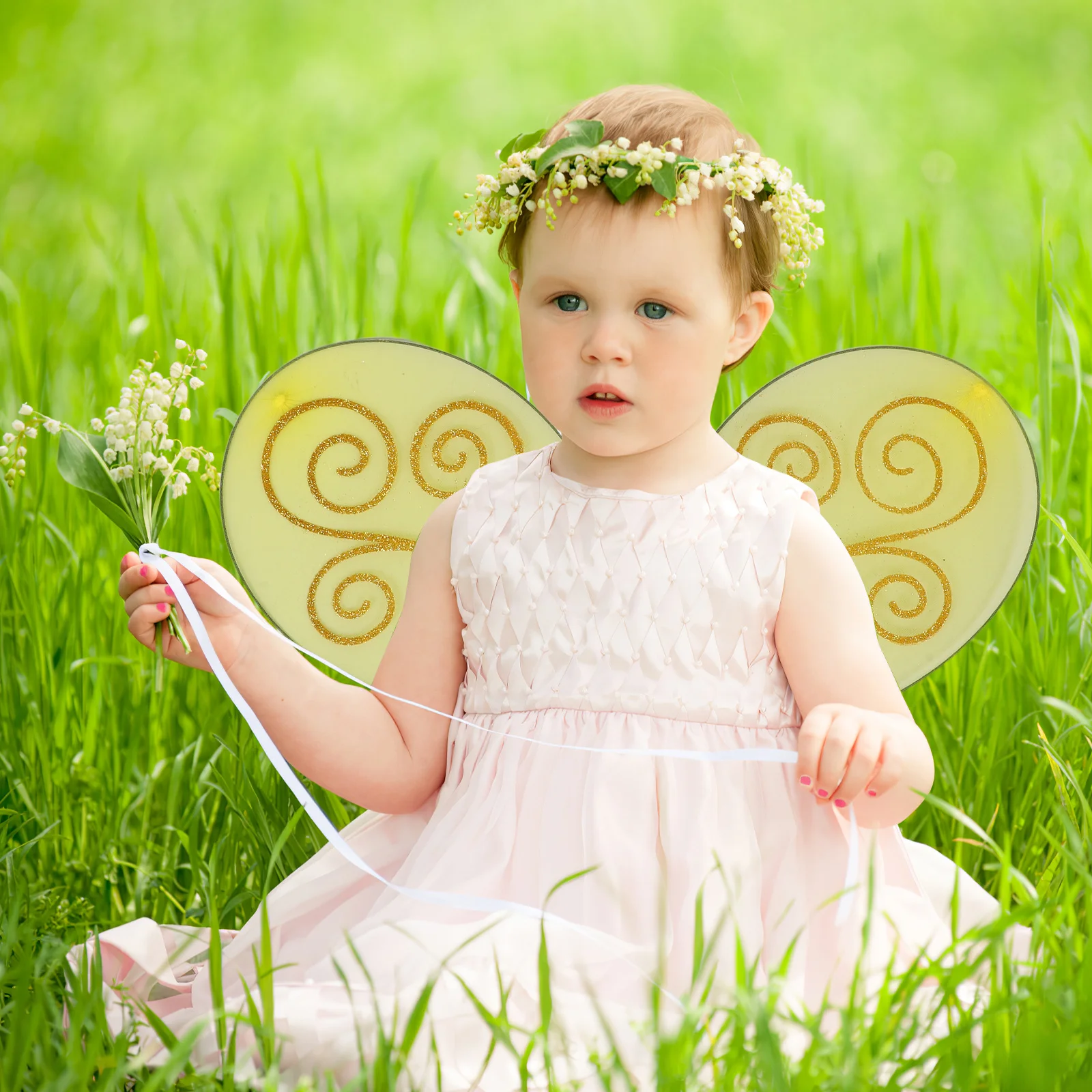 1 ชุดเครื่องแต่งกายคอสเพลย์ผึ้ง - ปีกผึ้งที่เหมือนจริงพร้อมที่คาดผมแบบเสาอากาศ - ชุดเล่นบทบาทน้ำหนักเบาสำหรับ - วันหยุด