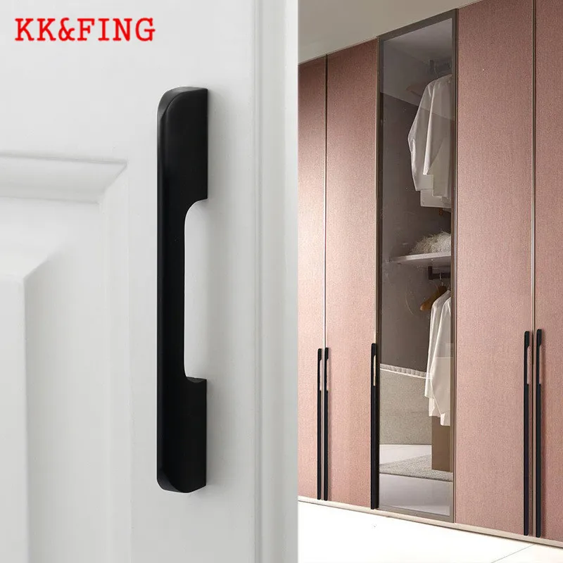 KK & FING-Modern Simples Alloy Alças de Móveis, Preto e Ouro, Maçaneta, Armário de Cozinha, Puxadores de Gaveta, Móveis Hardware