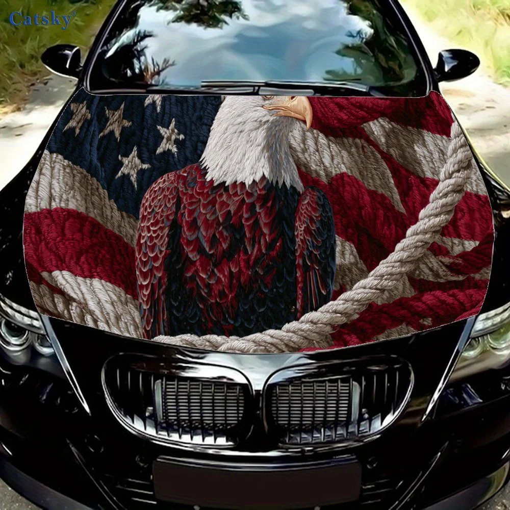 Dynamic Eagle with Stars Car hood decals, car cover decorative stickers, and vinyl wraps for cars, SUVs and trucks. Self-adhesiv