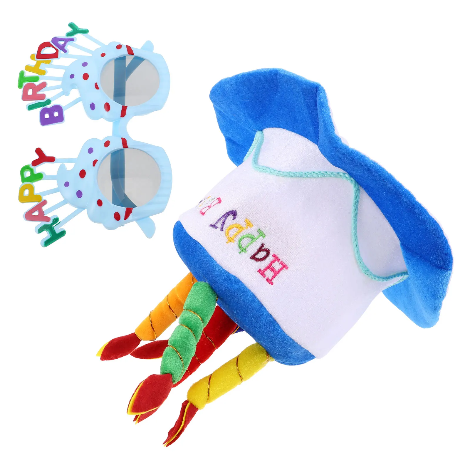 

1Set Birthday Hat Glasses Set Fun Cake Design Party Decor Photo Booth Props for Adults Kids Celebration Accessories