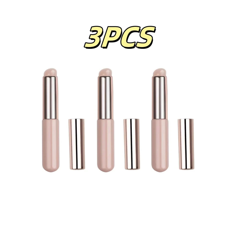 3 ชิ้นซิลิโคนแปรงทาปากพร้อมฝาครอบเช่นปลายนิ้ว Q แปรงลิปสติกแบบนุ่มมัลติฟังก์ชั่นคอนซีลเลอร์แปรง Eye Blooming แปรง