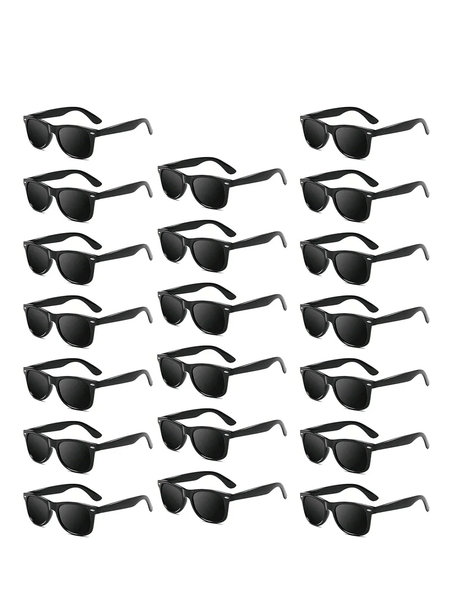 

Набор из 10 классических солнцезащитных очков в стиле Wayfarer для взрослых, черная оправа и линзы