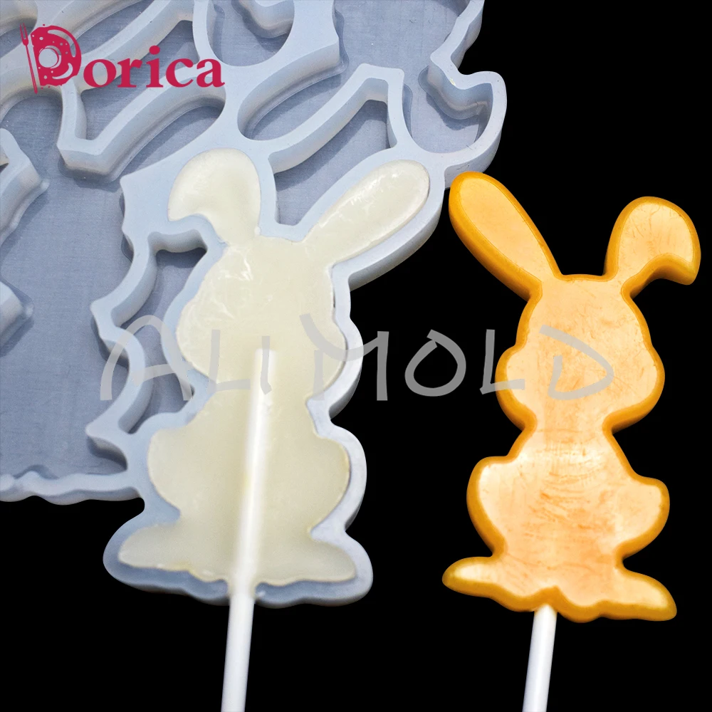 Dorica Long Ear Bunny Design Lollipop Epoxy Mold Chocolate Cake Silicone Mould Fondant Cake Decorating Tools Kitchen Bakeware