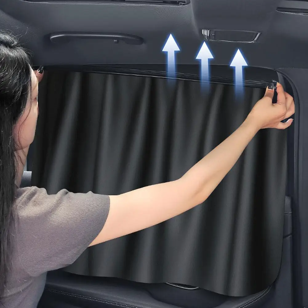 Track-Mounted Car Side Window Sunshade UV Heat Block Privacy Curtain For Rear Seat Blackout Shade Accessories view 4