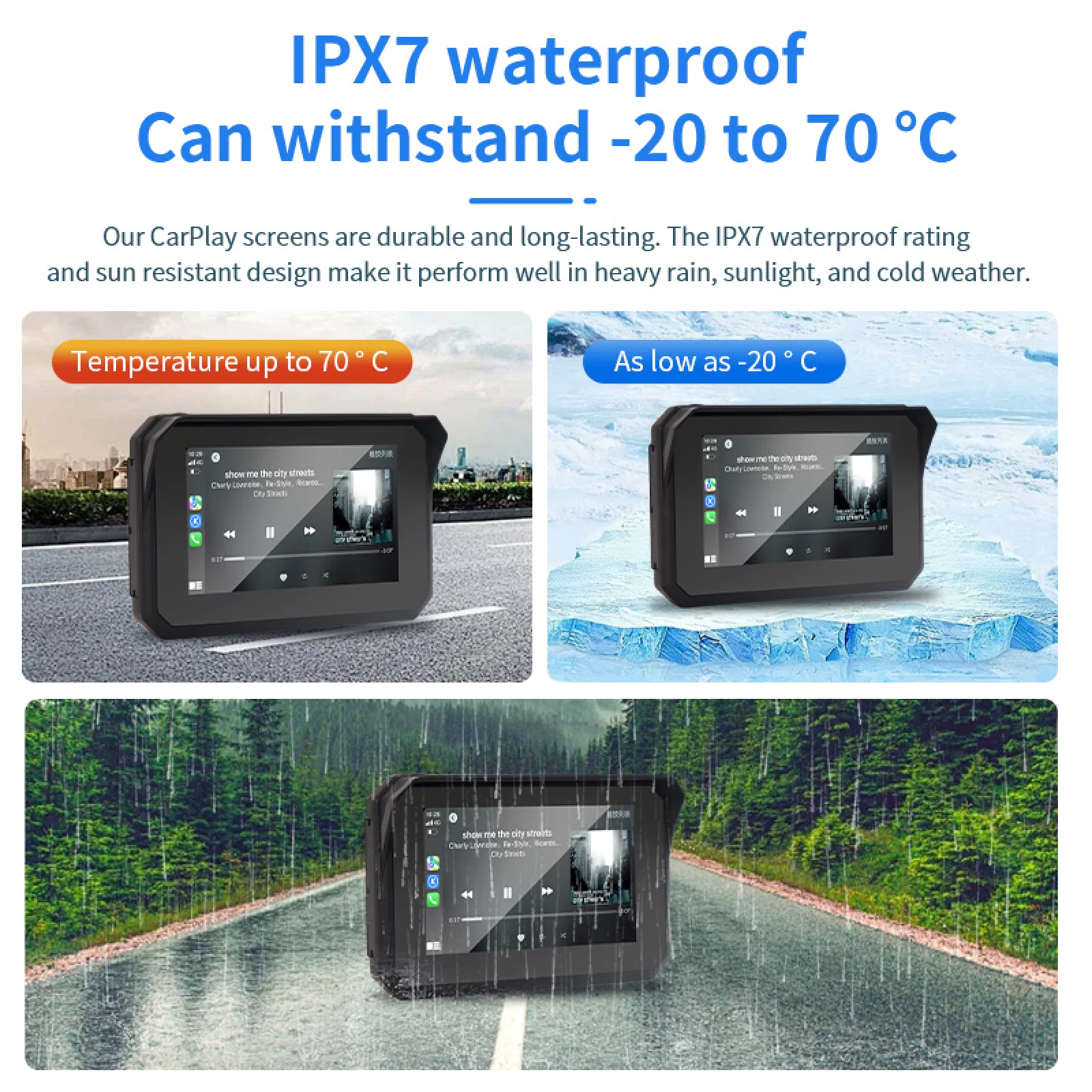 5 inch Motorcycle Wireless Carplay Android Auto 800+nit External Portable Navigation IPX7 Motorcycle Screen Dual Bluetooth