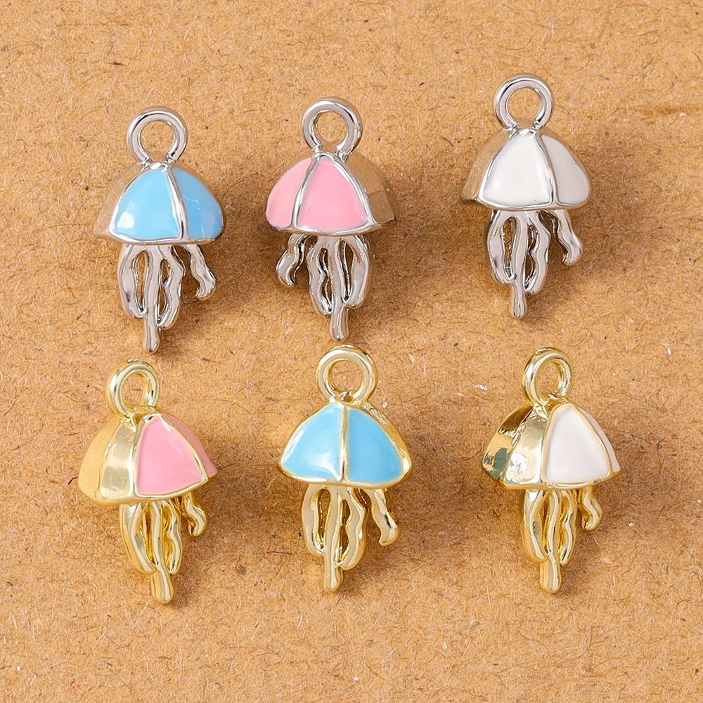 

5pcs Cute Enamel Jellyfish Charms Pendants for Jewelry Making Necklace Earrings Bracelet DIY Handmade Accessories Supplies
