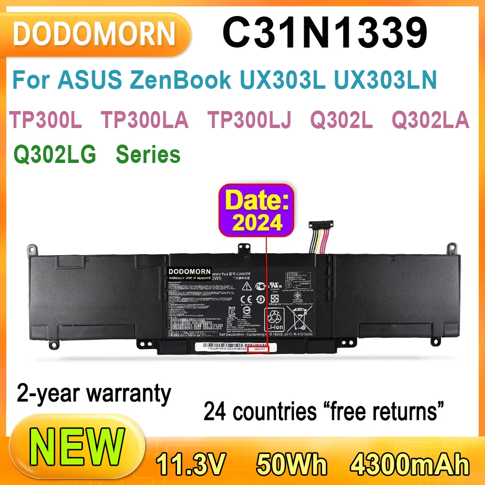 

New C31N1339 Laptop Battery For ASUS ZenBook UX303L UX303LN TP300L TP300LA TP300LJ Q302L Q302LA Q302LG 4300mAh 2 Year Warranty