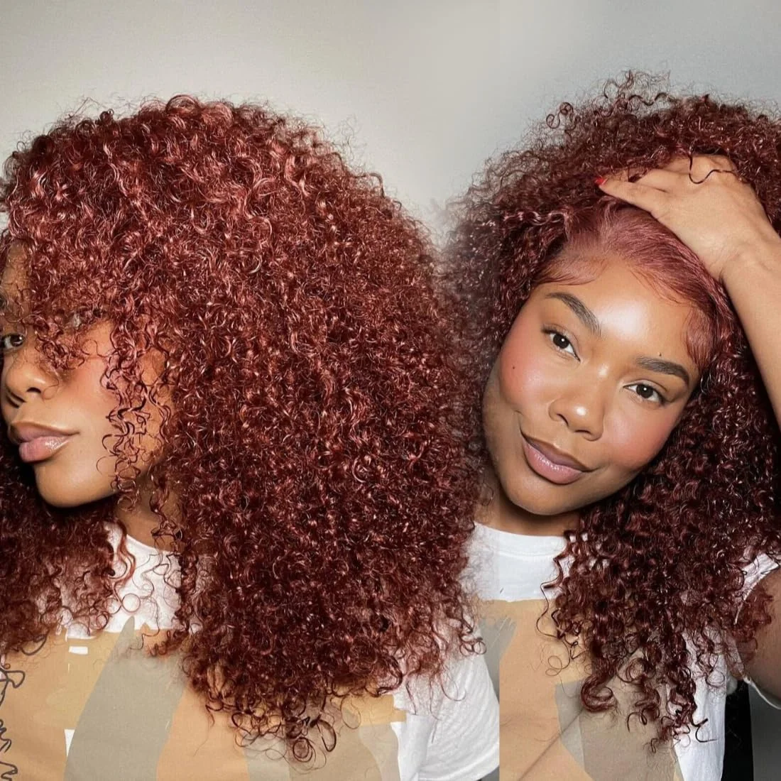 

250% Density Kinky Curly 13x4 Transparent Lace Frontal Wigs Human Hair Reddish Brown Wig Brazilian Virgin Hair Wigs Pre Plucked