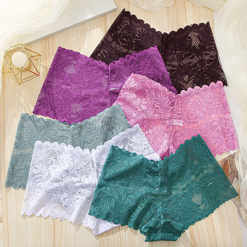 FINETOO 3PCS/Set Sexy Women Floral Lace Panties High Waist Briefs Lingerie Brazilian Underpants For Female Underwear Intimates