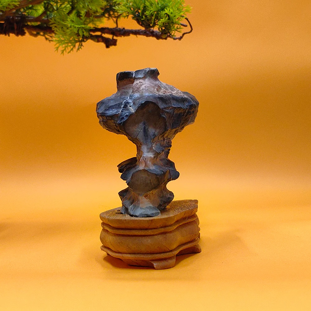 

MTBUY 1PC Black Suiseki Stone Mountain Rock - Asian Natural Rough Sculpture for Office Decoration Cadeau Homme
