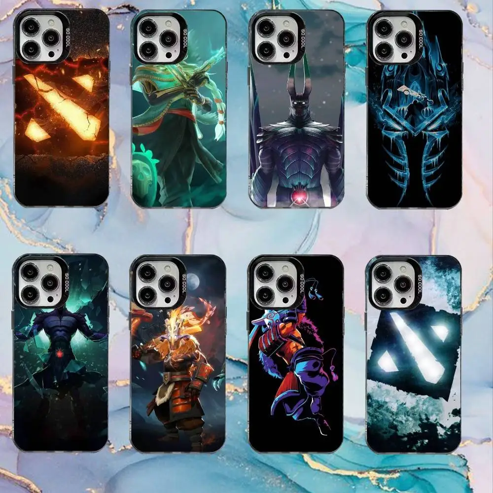حافظة هاتف D-Dota 2 الرائعة لهاتف iPhone17,16,15,14,13,12,11 Plus، Pro Max غطاء مقاوم للصدمات من الحلوى السوداء غير اللامعة