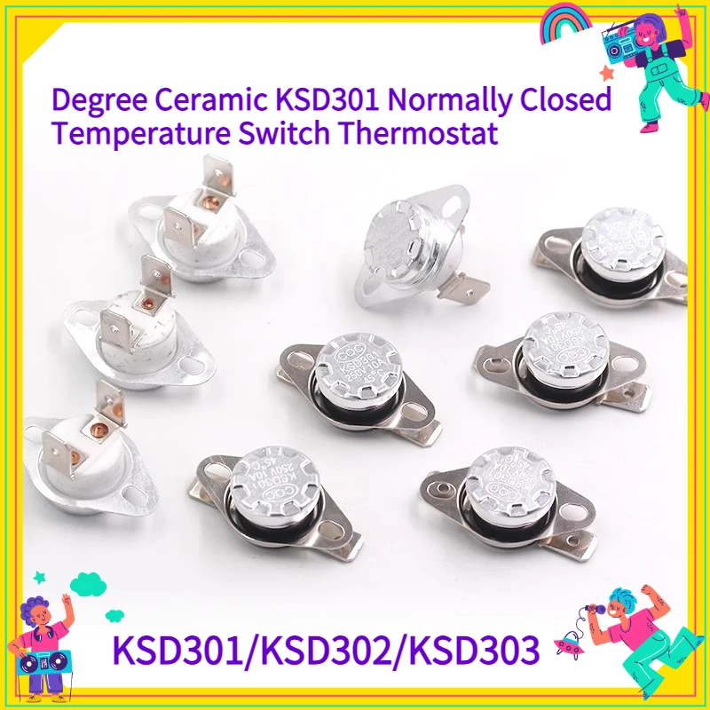 2 шт./лот, нормально открытый/закрытый KSD302 10A 16A 30A 250 В 0-350 градусов керамический KSD301, нормально закрытый термостат с переключателем температуры