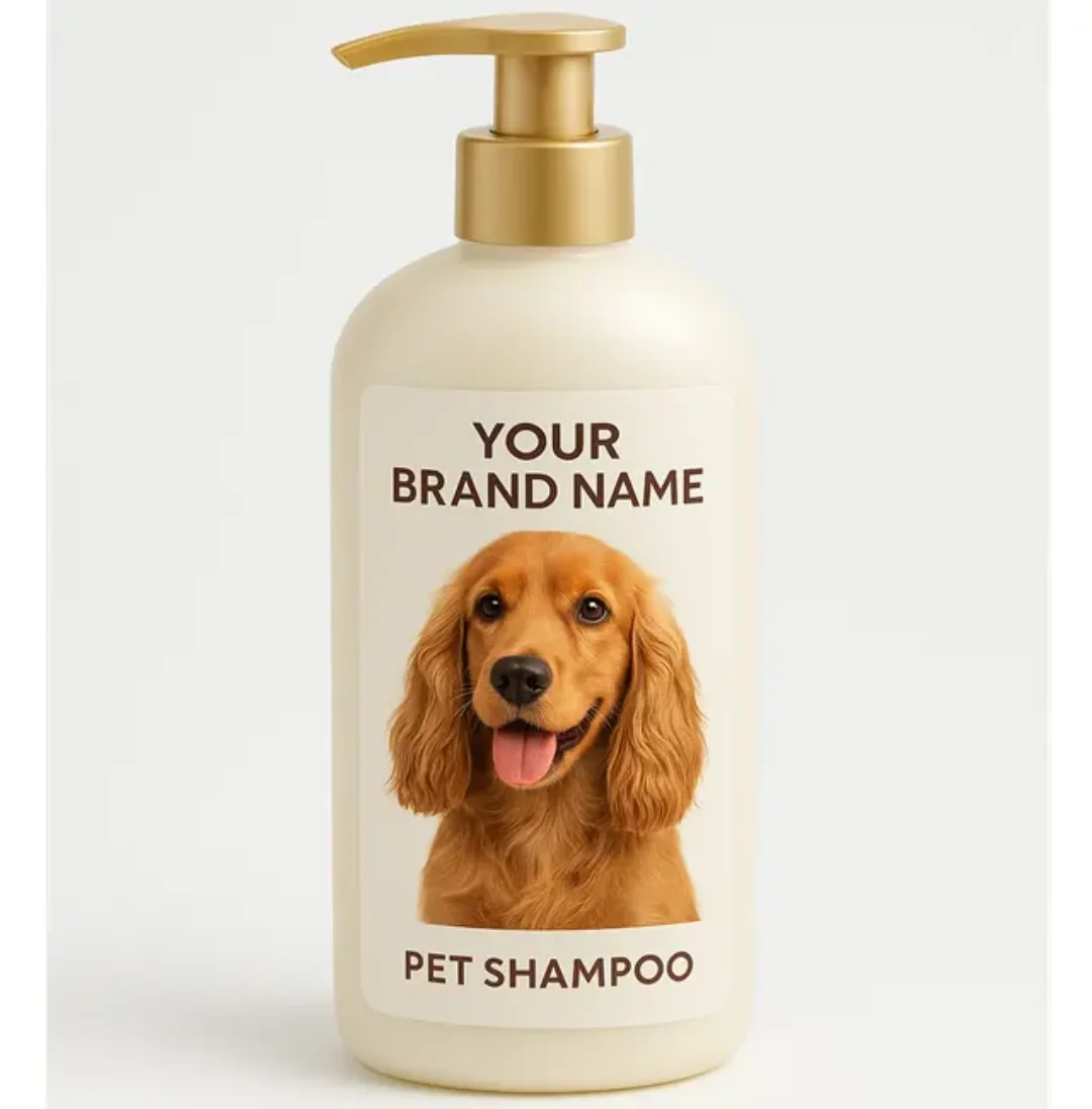 Cute Design Customizable Waterproof Vinyl Pet Shampoo Bottle Stickers Self-Adhesive Dog & Cat Grooming Product Packaging