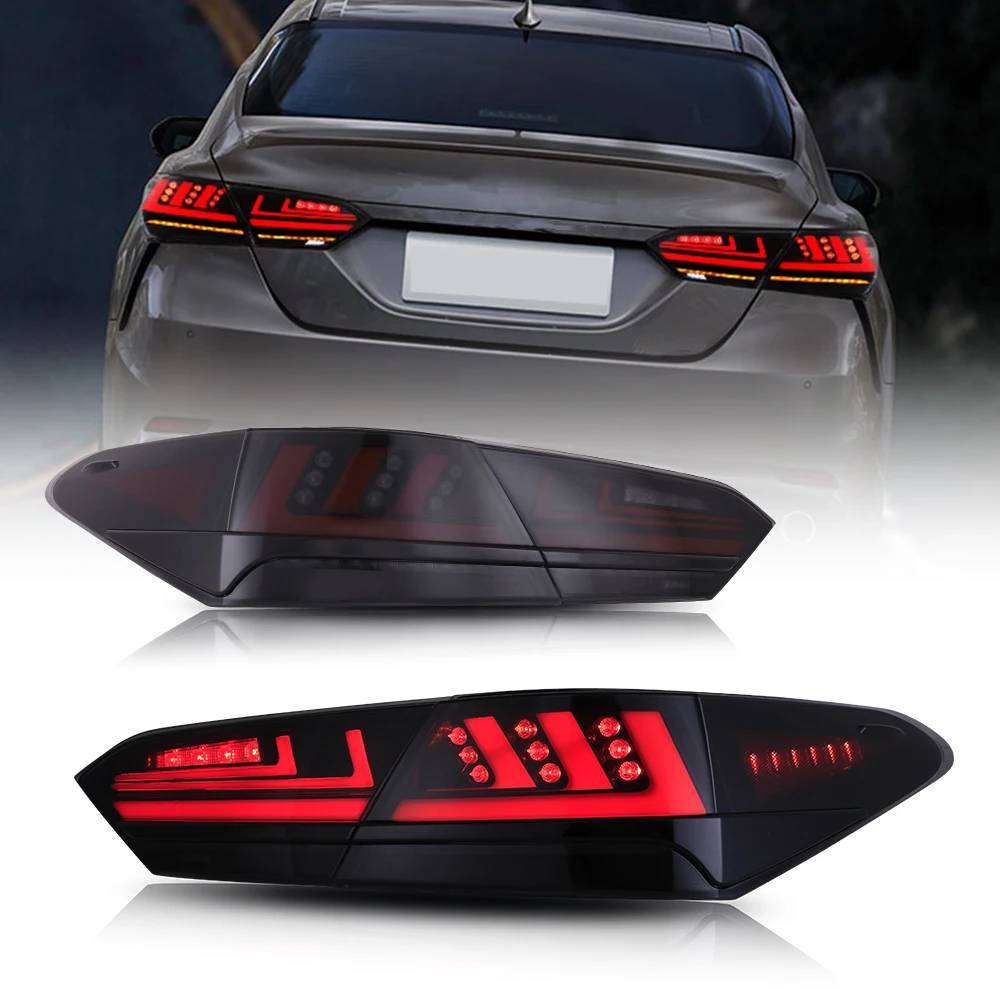 Smoked Taillights For Toyota Camry 2018-2021 LED Tail Lights Rear Lamp Start-up Animation Sequential Breathing Turn Signal