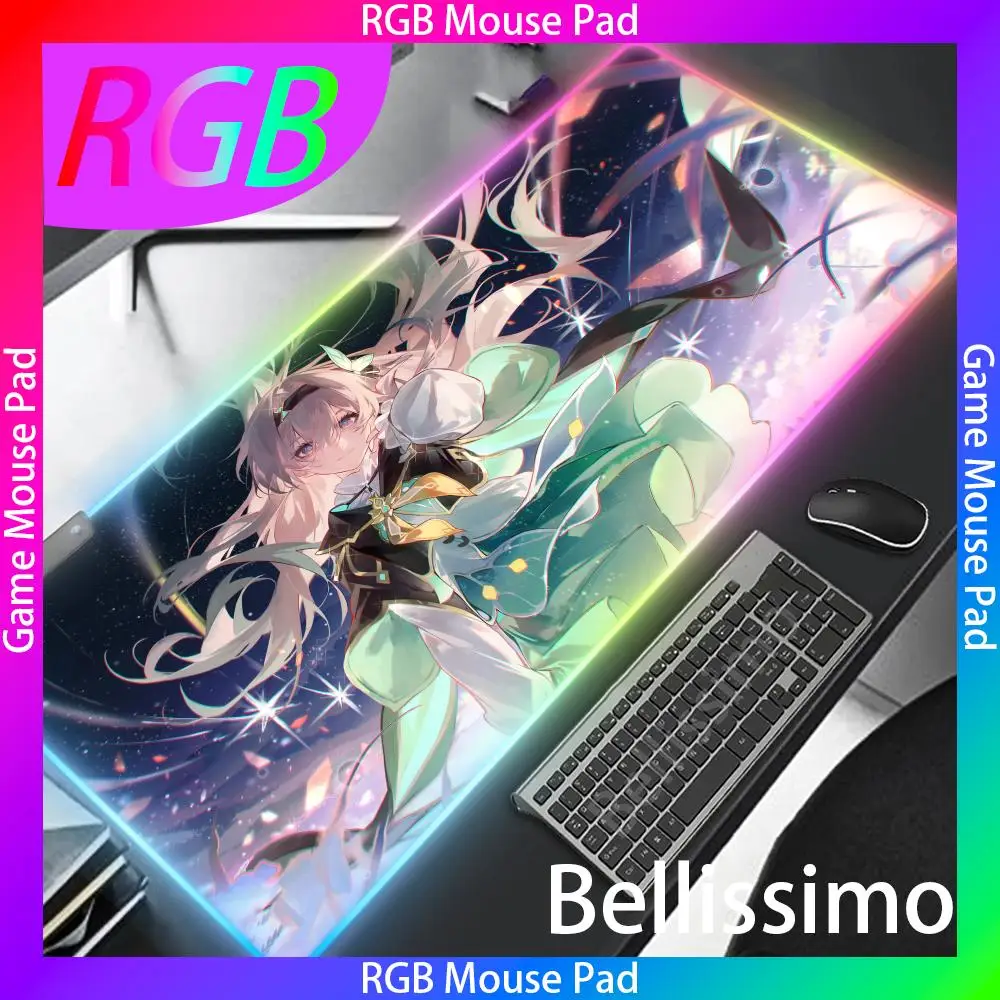 Imagem -03 - Honkai Star Rail Firefly hd Print Rgb Mouse Pad xl Steelseries Laptop Mat Teclado Retroiluminado Almofadas de Mesa Gamer Deskpad