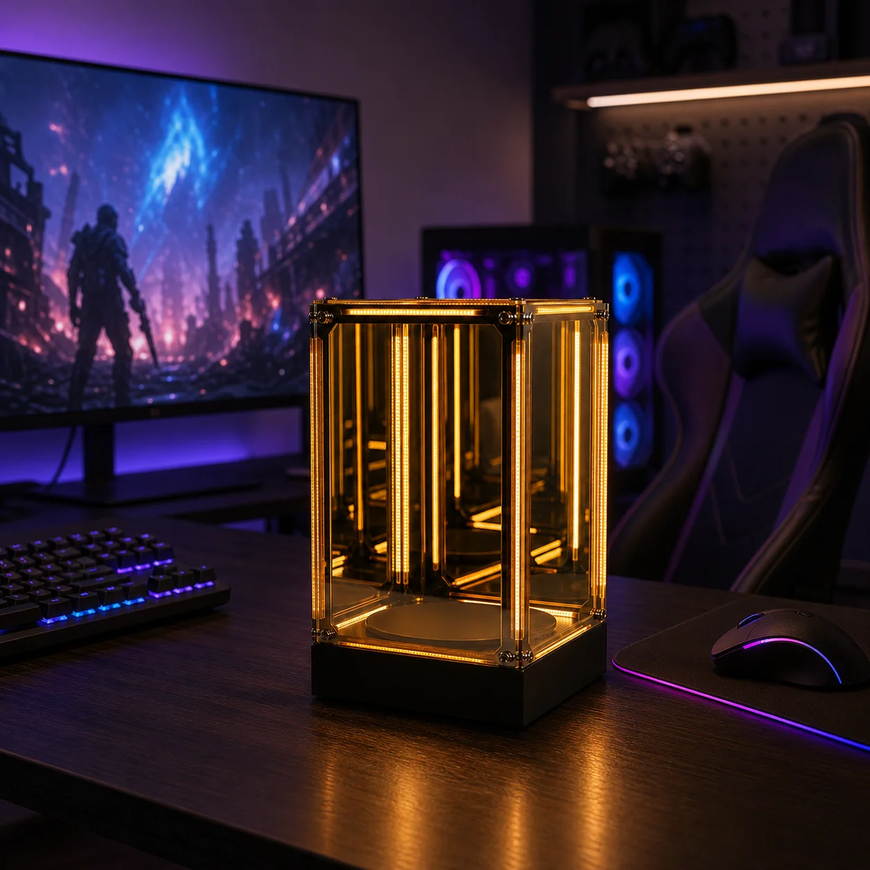 WWPPU Hypercube LED Table Lamp Dual Color Stepless Dimming Infinity Abyss Display Box Acrylic Geek Room Decor Items