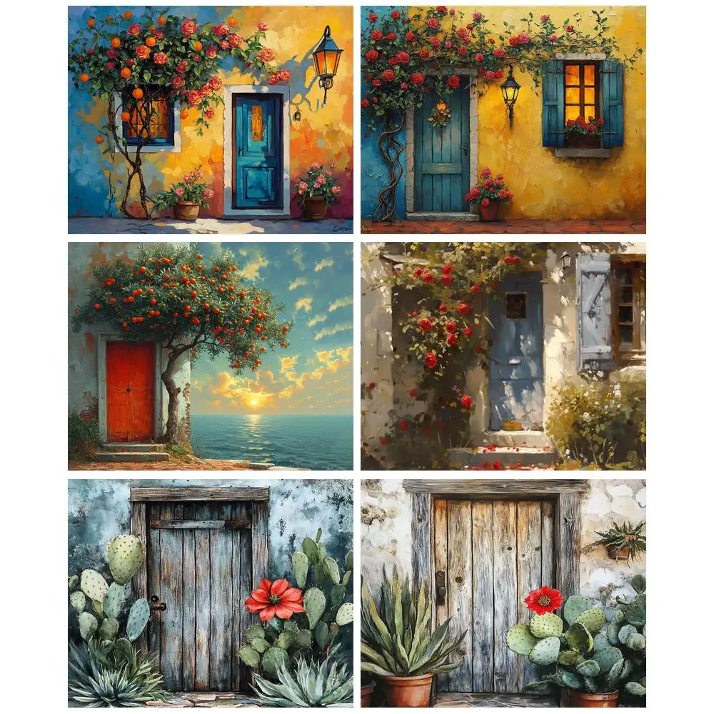 

GATYZTORY Acrylic Paint By Numbers For Adults Front Door Landscape HandPainted Painting By Numbers Unique Gift Home Decor