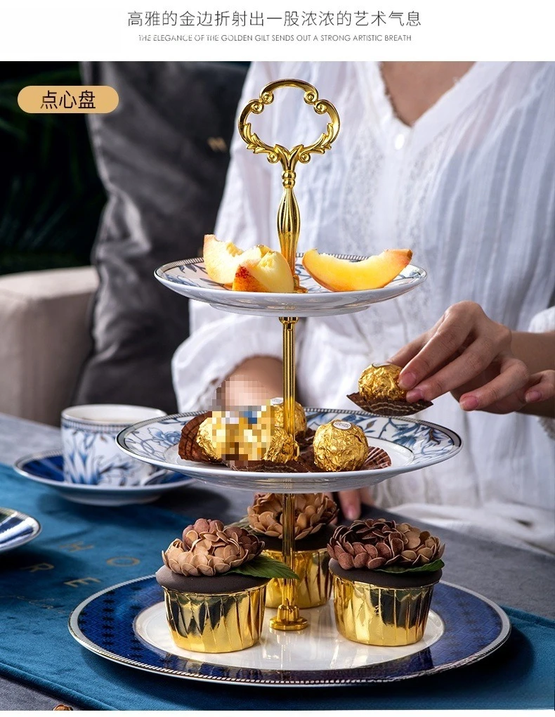 طقم شاي بعد الظهر الصيني ذو العظام البريطانية الفاخرة الخفيفة، طقم شاي منزلي ملمس القهوة الأمريكية #3