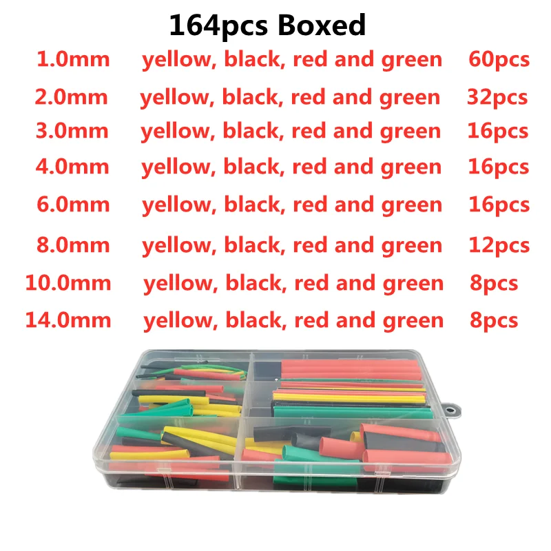 164pcs Box Heat Shrinkable Tube 2:1 Electronic DIY Kit Wire Connection Tool Accessories Data Line Protection Cable