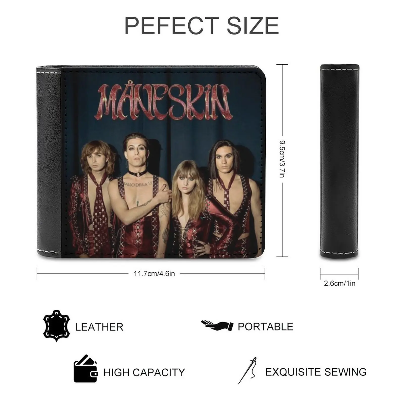 M?Neskin Rock Band Maneskin Men Wallet Pu Leather Short Male Purses Credit Card Wallet For Men Money Bag Maneskin Maneskin