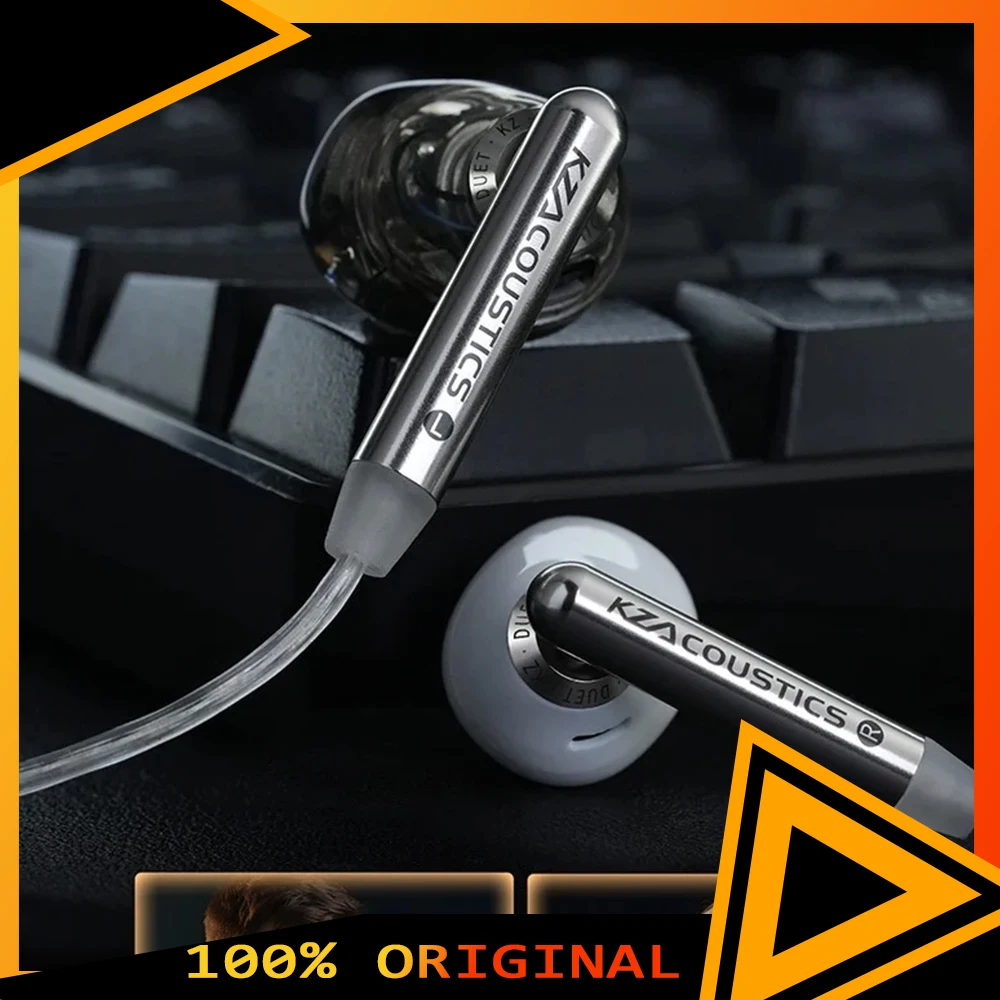 

KZ Duet Music Earphones Wired HiFi With 2DD 2 Dynamic Driver semi-in Ear Headset Monitor Ergonomics Custom Gaming Earbud Gifts