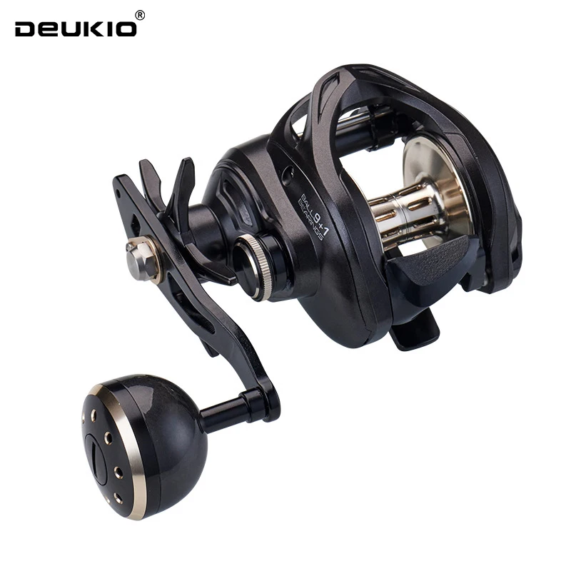 DEUKIO Carbon Fiber Baitcasting Reel 6+1BB Carp Fishing Reel High Speed 6.3:1 Gear Ratio Magnetic Brake System Saltwater