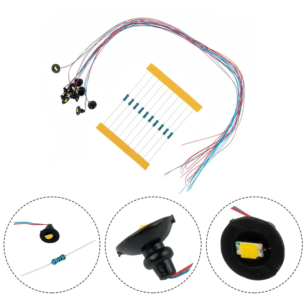 مجموعة من 10 OO HO مقياس LED ضوء الشارع نموذج مصابيح الحائط مع الأسلاك والمقاومات لنموذج السكك الحديدية ومشاهد الديوراما #4