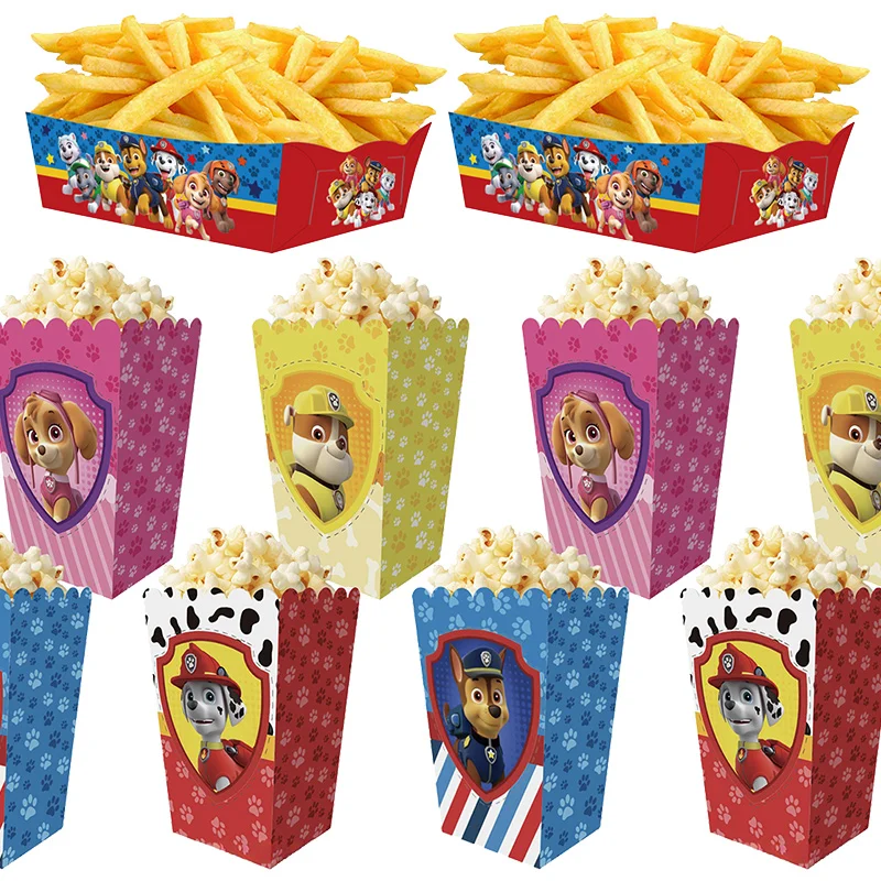Paquete de 12 Cajas de Palomitas de Maíz de Paw Patrol, Contenedores de Papel para Palomitas de Maíz, Decoración para Fiestas Temáticas de Paw Patrol, Suministros para Noches de Cine y Cumpleaños