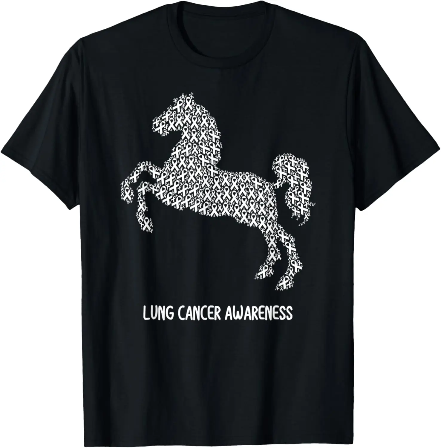 Sobreviviente de cinta blanca de concientización sobre el cáncer de pulmón - Camiseta de caballo animal