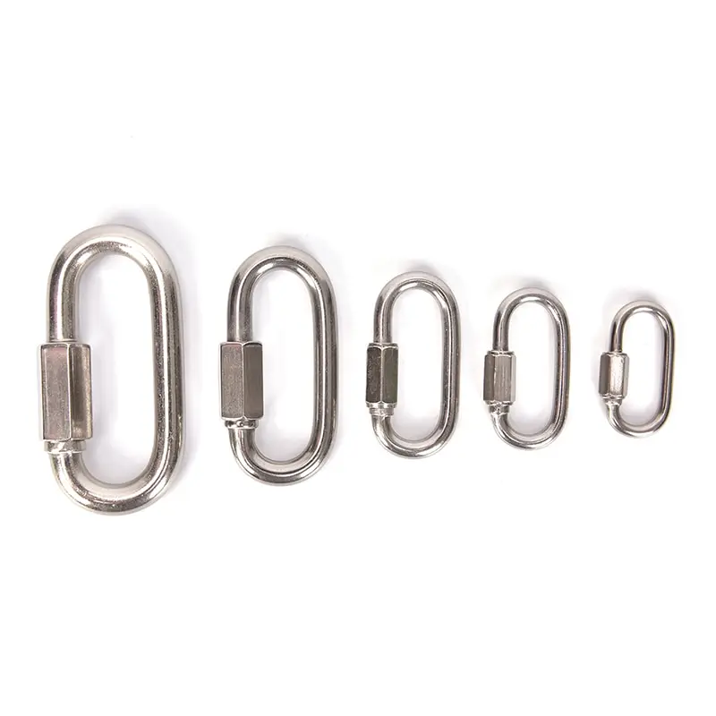 4 Sizes Climbing Gear Carabiner Quick Links Safety Snap Hook Climbing Safety Buckle Mountaineering Stainless Steel Screw Lock