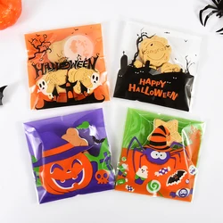 ハロウィーンパーティー、キャンディー、カボチャ、ゴースト、ギフト、クッキーパッケージ、子供用装飾用品用のプラスチック製キャンディーバッグ、100個