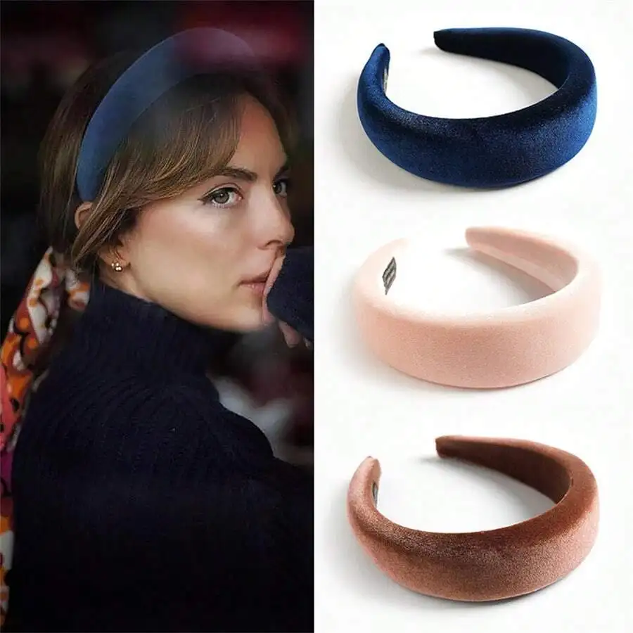 

Solid Color Velvet Wide Headband For Adult Women Autumn Winter Hair Accessory