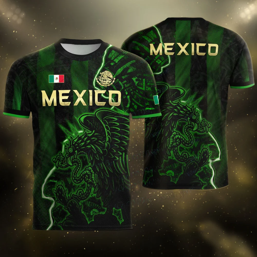 2026 Men's Women's Short Sleeve Mexico National Flag Print  T-shirt 3D Print Tees Outdoor Soccer Jersey Sports Casual Tops