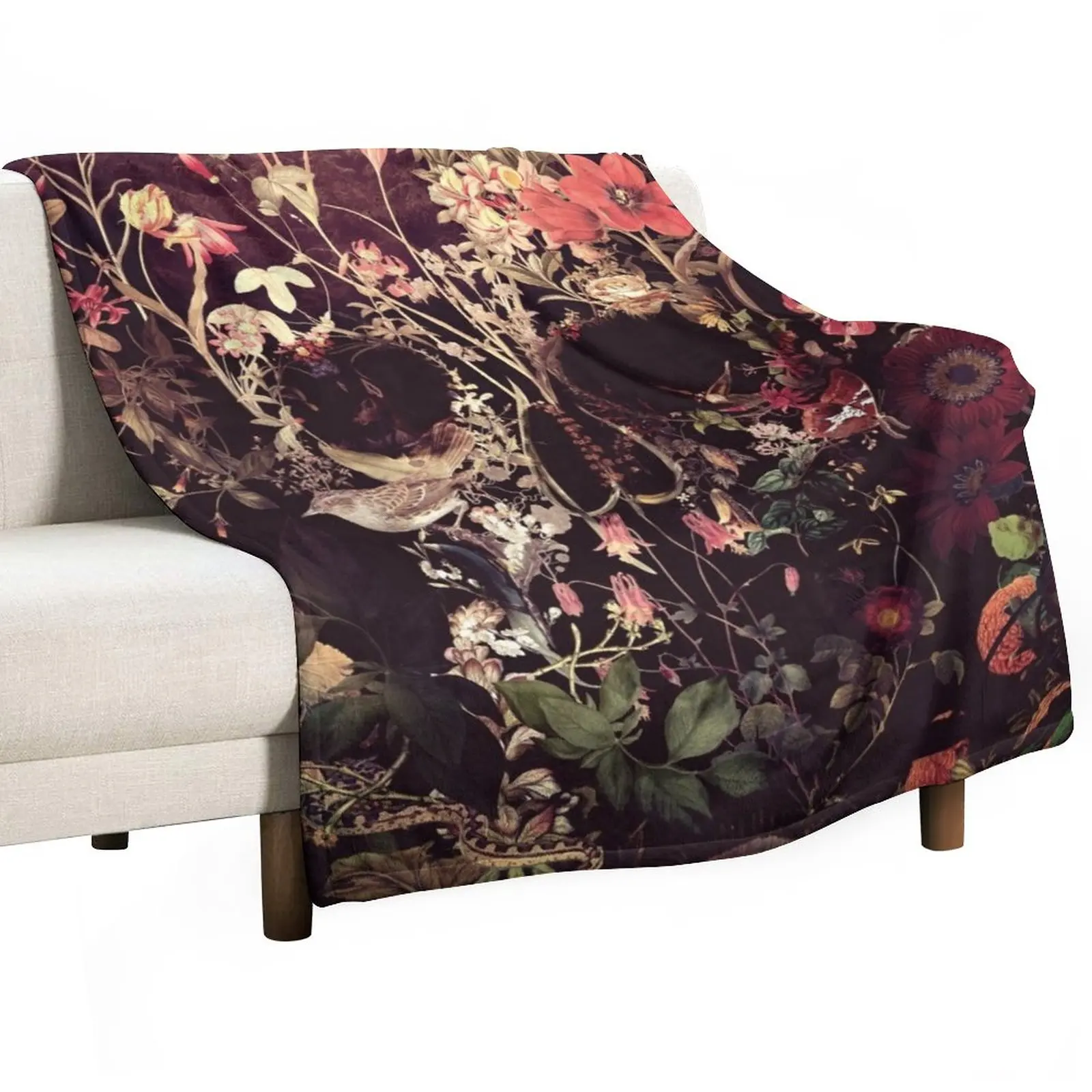

Bloom Skull Throw Blanket Decorative Throw Blanket Quilt Blanket