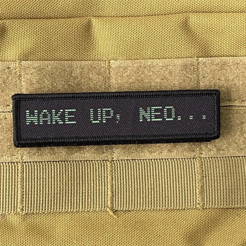 

"HAKE UP, NEO..." Patch Tactical Morale Badge Print Hook and Loop Backpack Clothing Decorative Accessories Sticker Armband