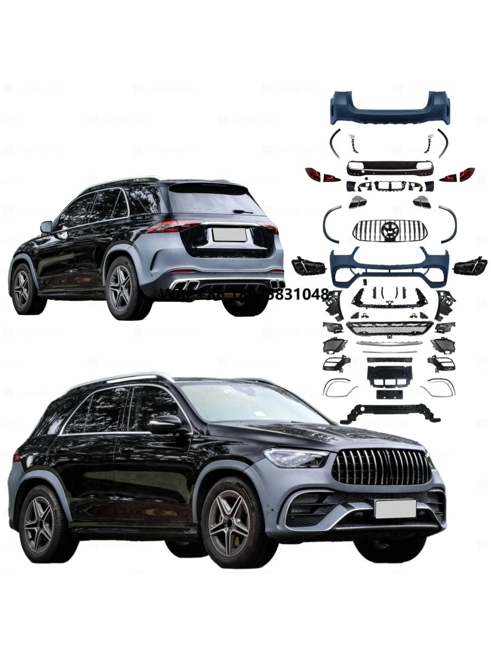 Car Body Kit for  GLE350 GLE450 GLE500 W167 2020 2021 2022 2023 Year Facelift 2024 GLE63 Model with Bumpers Grille