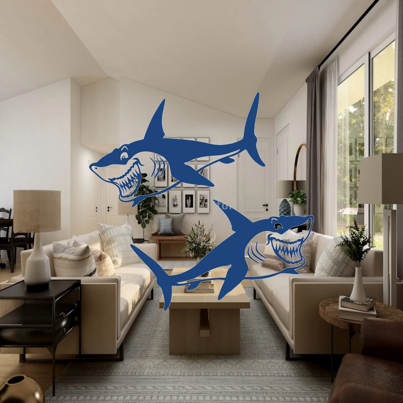Funny Shark Decal Vinyl Sticker Set for Boat Kayak Car Bumper Wall Laptop Window Craft Decor